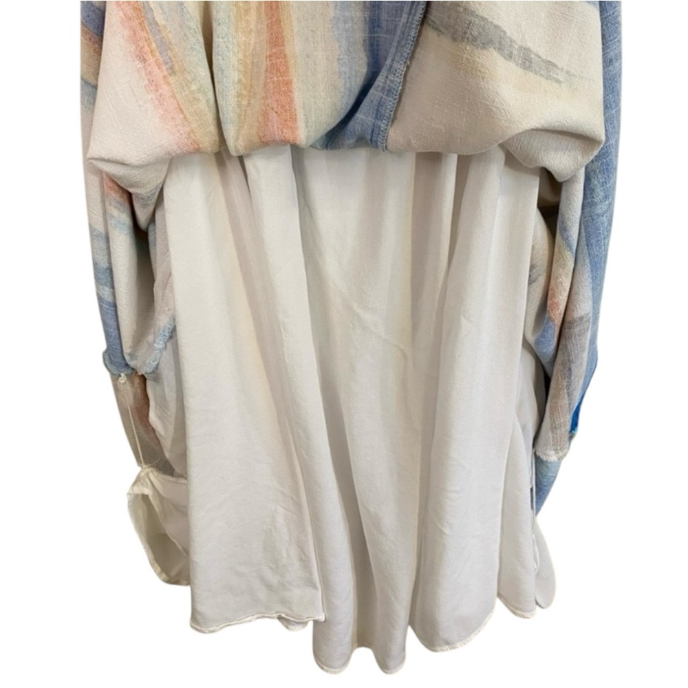 Free People Painted Stripe Mini Dress Halter Tunic White Multi Sundress Large - Picture 7 of 15